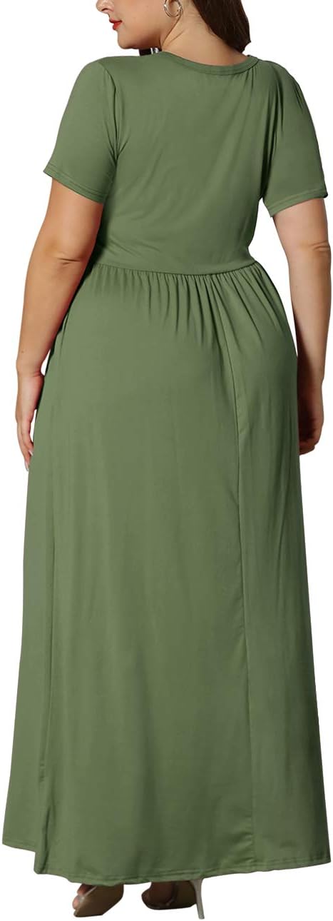 KARALIN Women’s Plus Size Maxi Dresses for Curvy Women Summer Casual Short Sleeve 2025 Long Dress 14W-26W