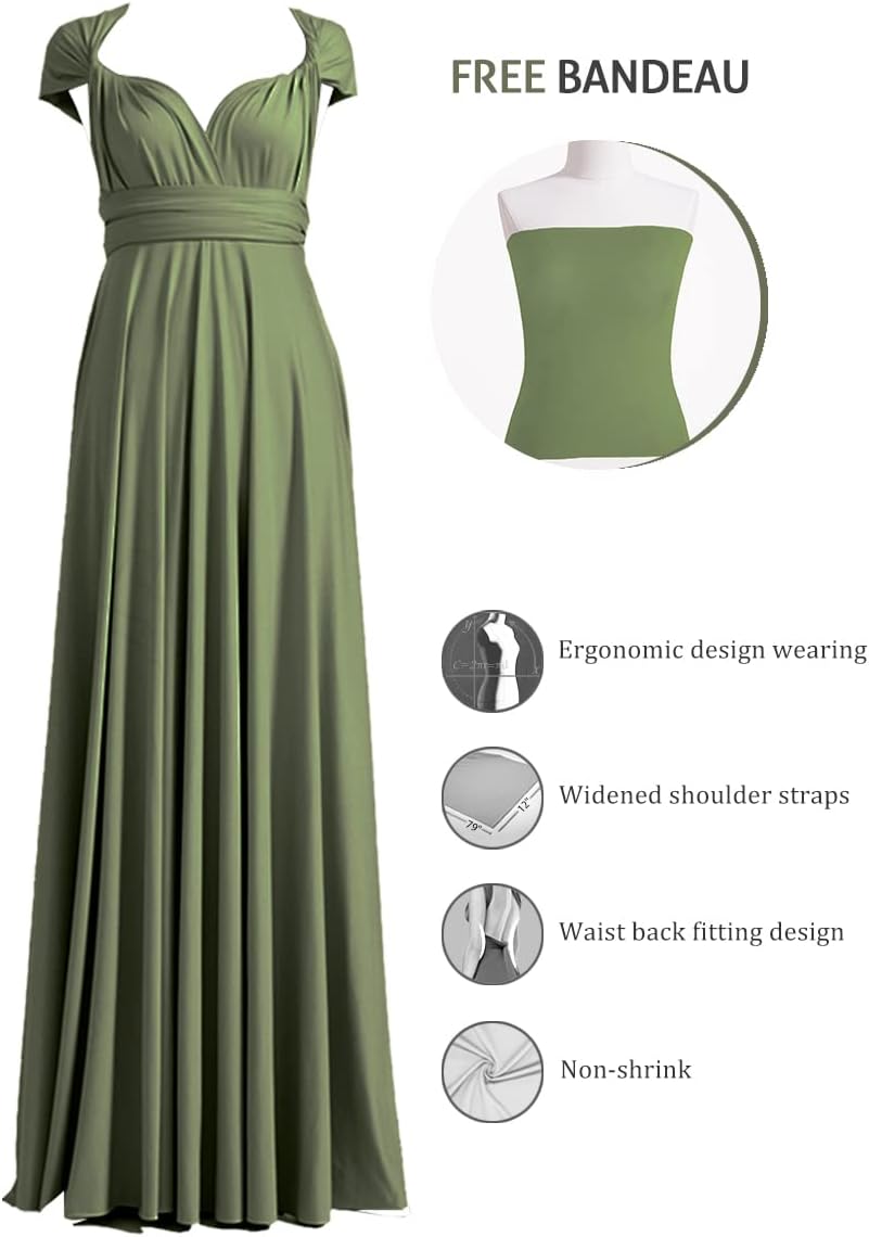 72styles Infinity Dress with Bandeau, Convertible Bridesmaid Dress, Long, Plus Size, Multi-Way Dress, Twist Wrap Dress