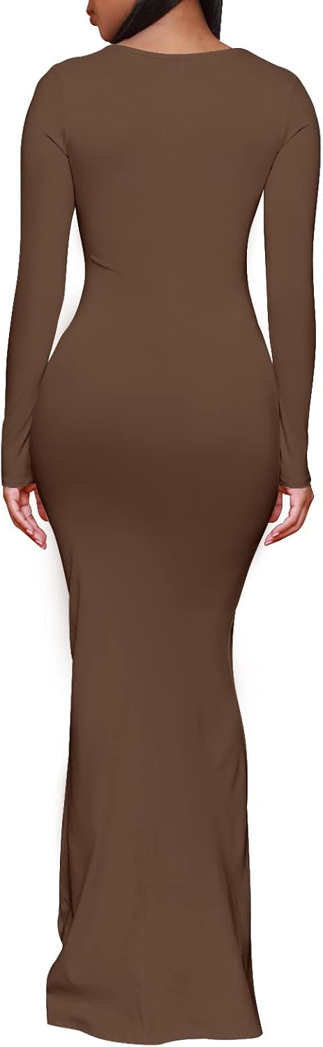Hafailia Women's Casual Soft Lounge Long Slip Dress Sexy Sleeveless Bodycon Maxi Dresses Evening Formal Cocktail