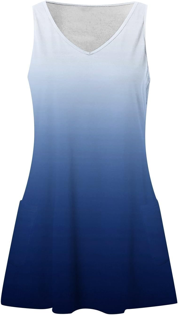 Women's Summer Dresses 2025 Beach Casual Sleeveless Floral Print Boho Tank Dress V Neck Ruffle Dresses