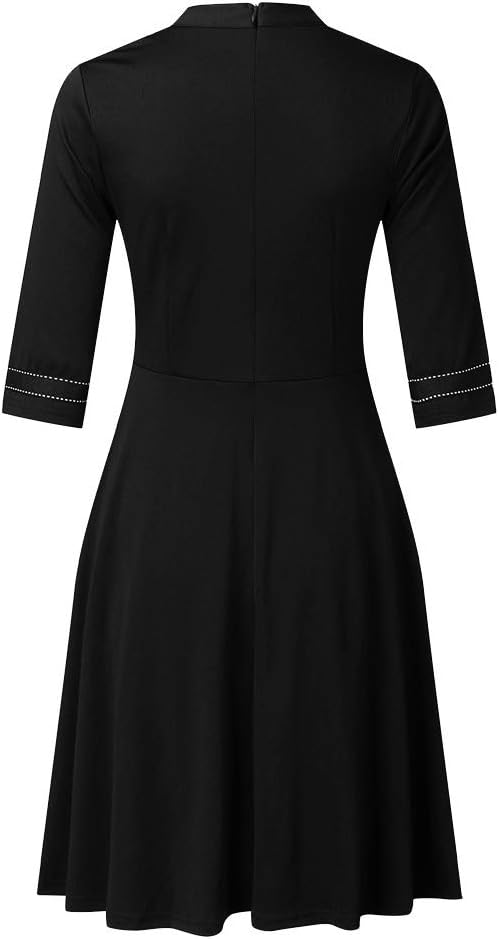 Lost Ink Dresses Women Fashion Solid O-Neck Half Sleeve Dress Stripe Splice Zipper Mini Dress