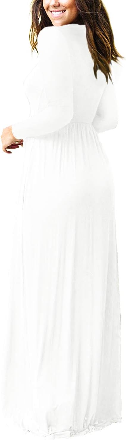 VIISHOW Women's Long Sleeve Loose Plain Maxi Dresses Casual Long Dresses with Pockets