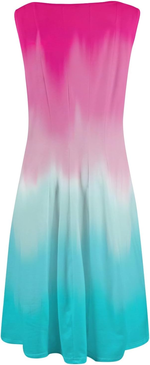 Womens Tank Sundress 2025 Casual Floral Print Tshirt Dress Swing Sleeveless Midi Dress Crewneck Pleated Summer Dresses