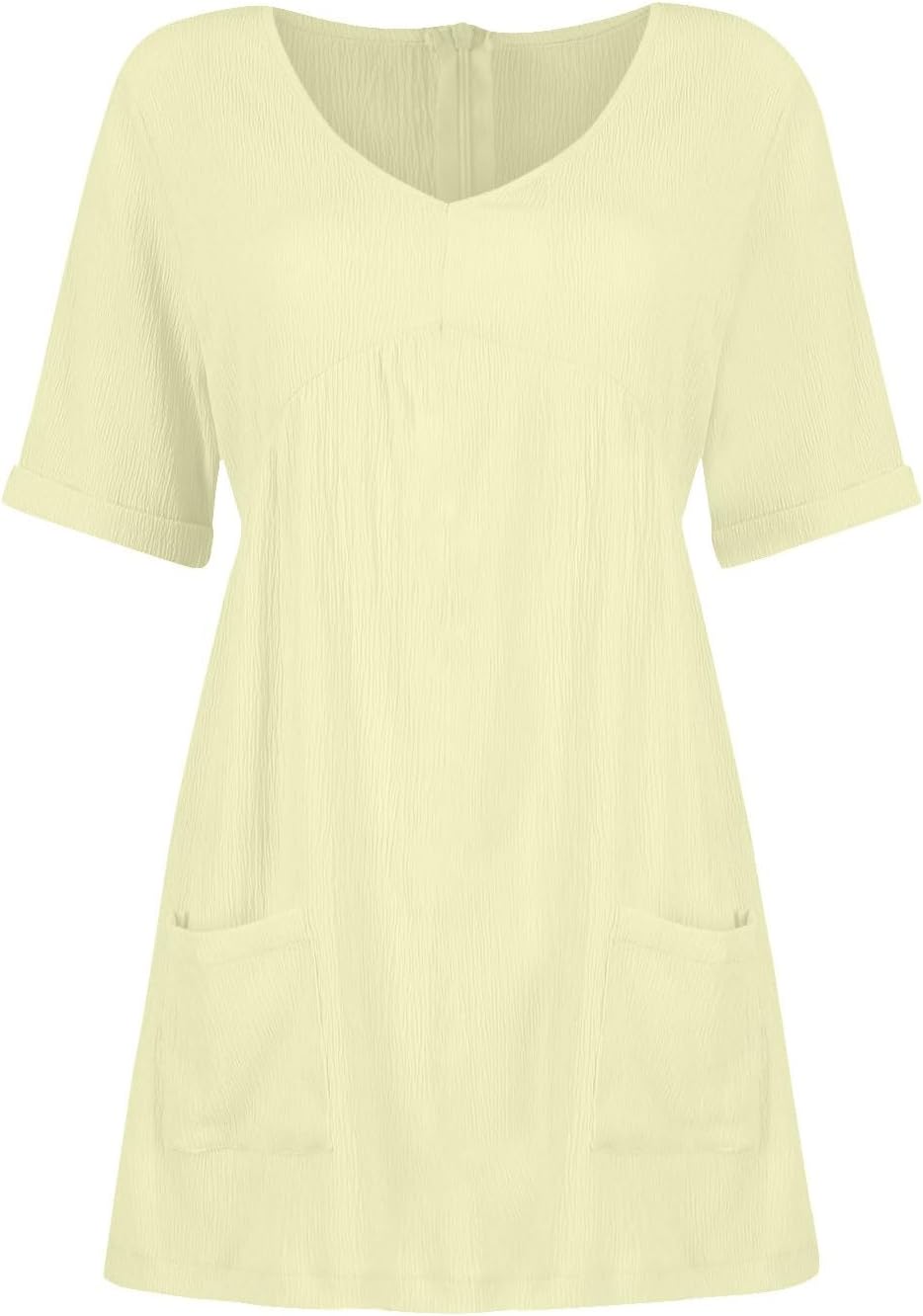 hlysgo Womens Summer Dresses 2024 Casual Loose Fit Short Sleeve V Neck Mini Dress Trendy Vacation Tshirt Dress with Pockets