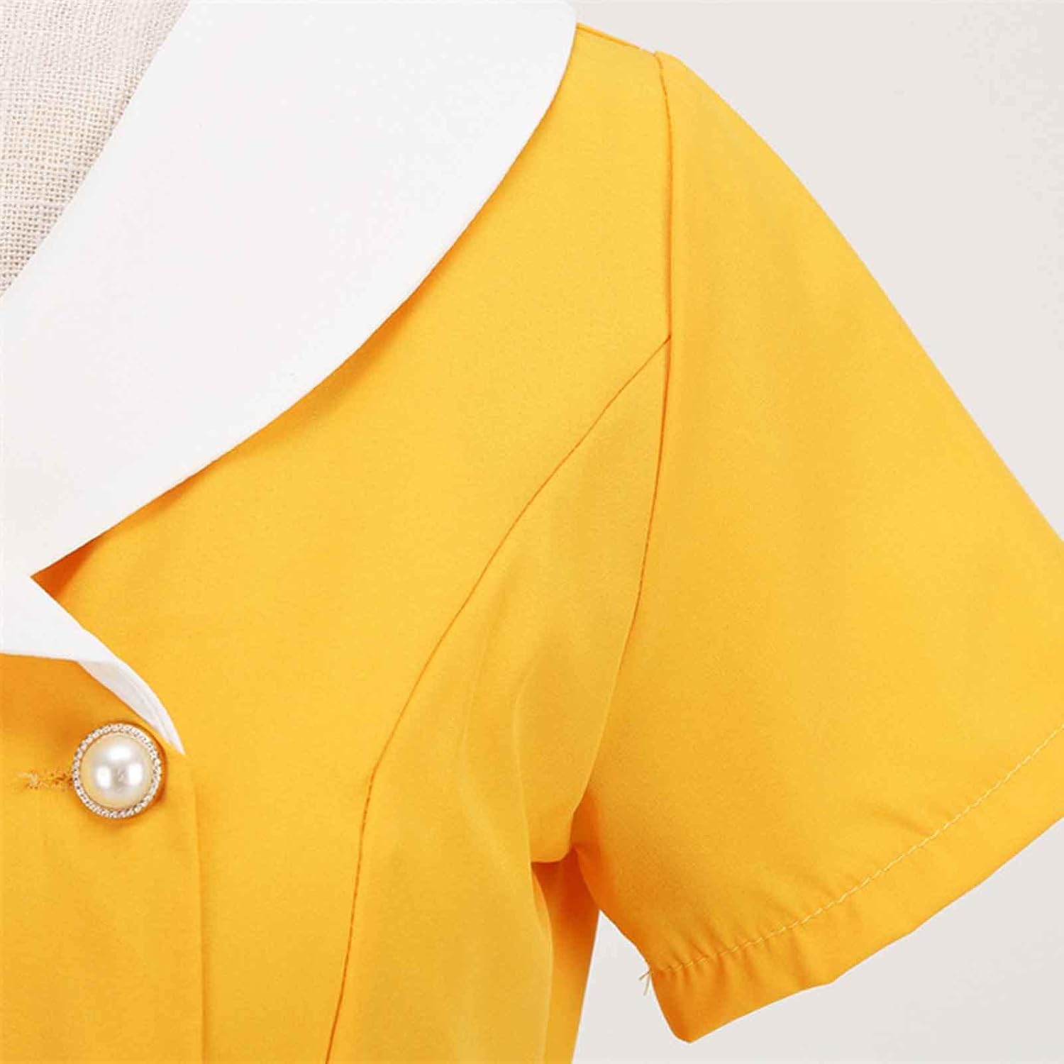 Women Double Breasted Notch Lapel 50s Vintage Short Sleeve Cocktail Swing Dress Polka Dot 1950s Rockabilly Prom Dress