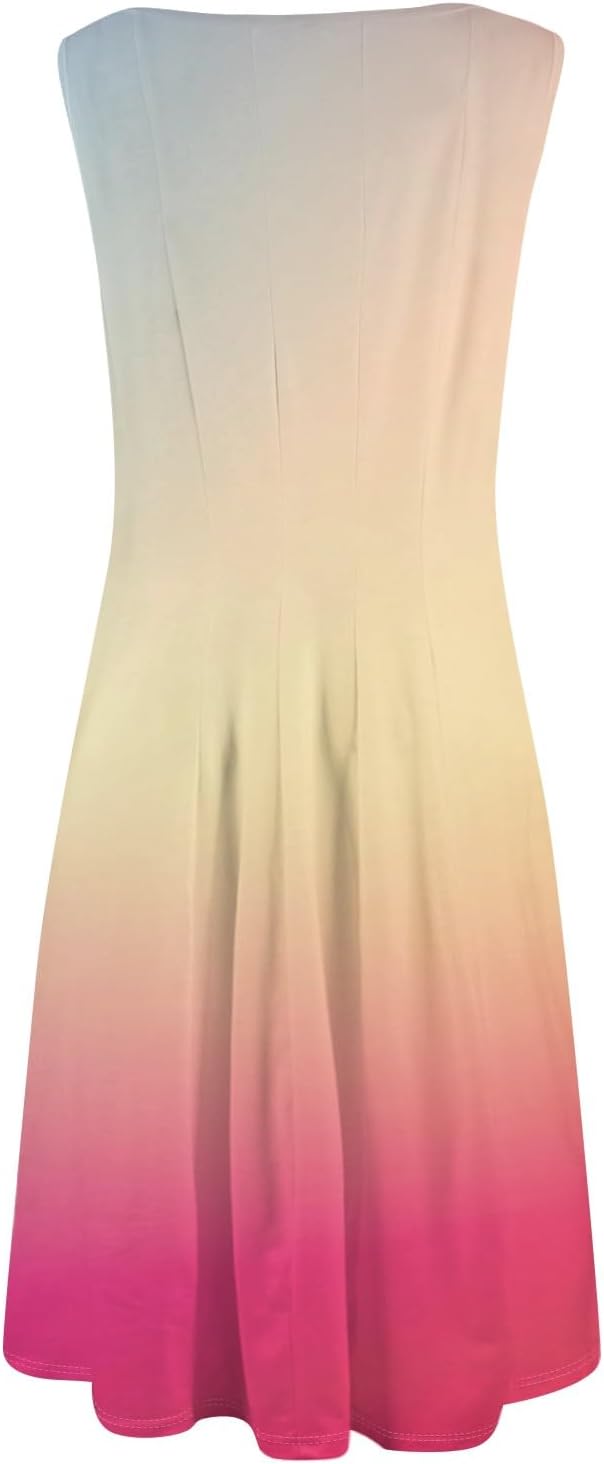 Womens Tank Sundress 2025 Casual Floral Print Tshirt Dress Swing Sleeveless Midi Dress Crewneck Pleated Summer Dresses