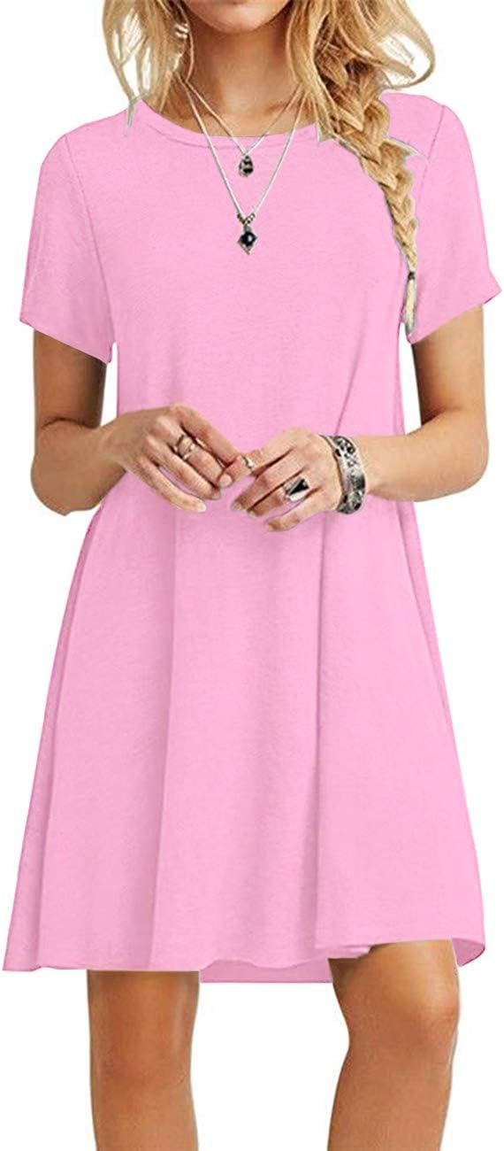 MOLERANI Women's Casual Plain Simple T-Shirt Loose Dress