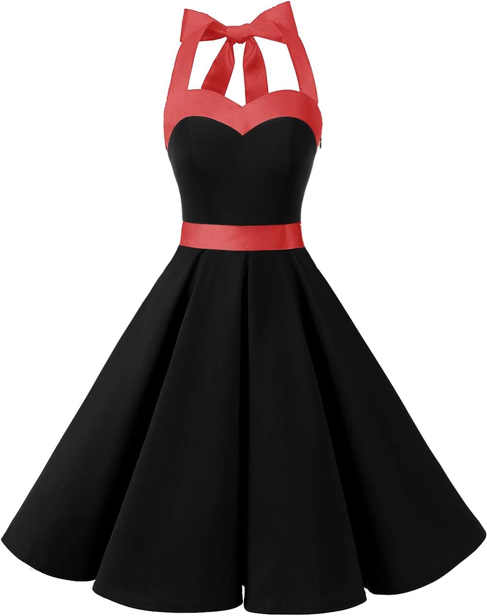 DRESSTELLS Women's Vintage 1950s Cocktail Party Dress Retro Wedding Guest Halter Rockabilly Swing Dresses
