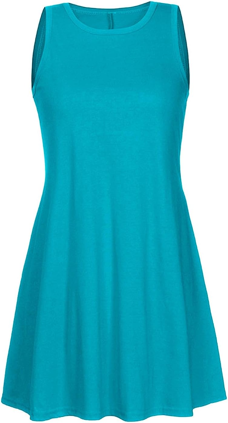 Womens 2025 Boho Beach Dresses Flowy Sleeveless Midi Wedding Dress Cute Crew Neck Summer Tank Sundress with Pockets