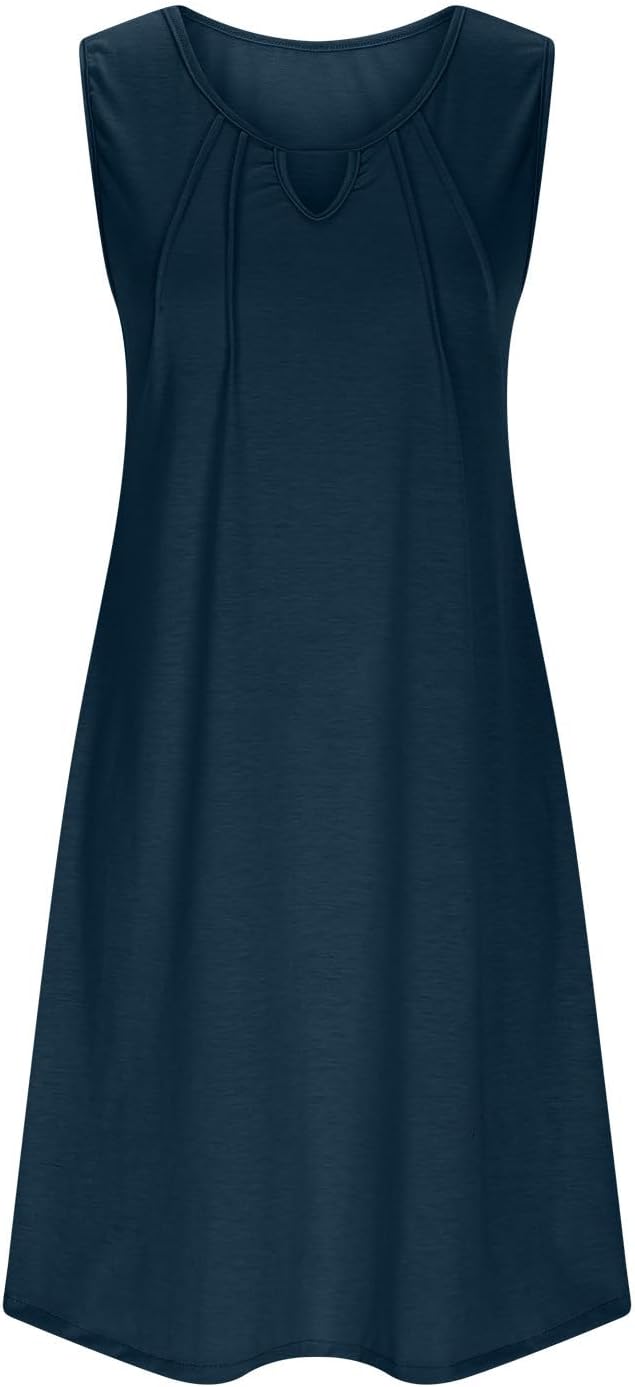 Summer Dresses for Women 2025 Beach Cover Ups Sleeveless Mini Dress Ruffle Tshirt Dress Vacation Casual Dresses