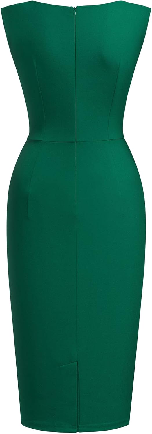 Miusol Women's Retro Ruffle Style Slim Work Pencil Dress