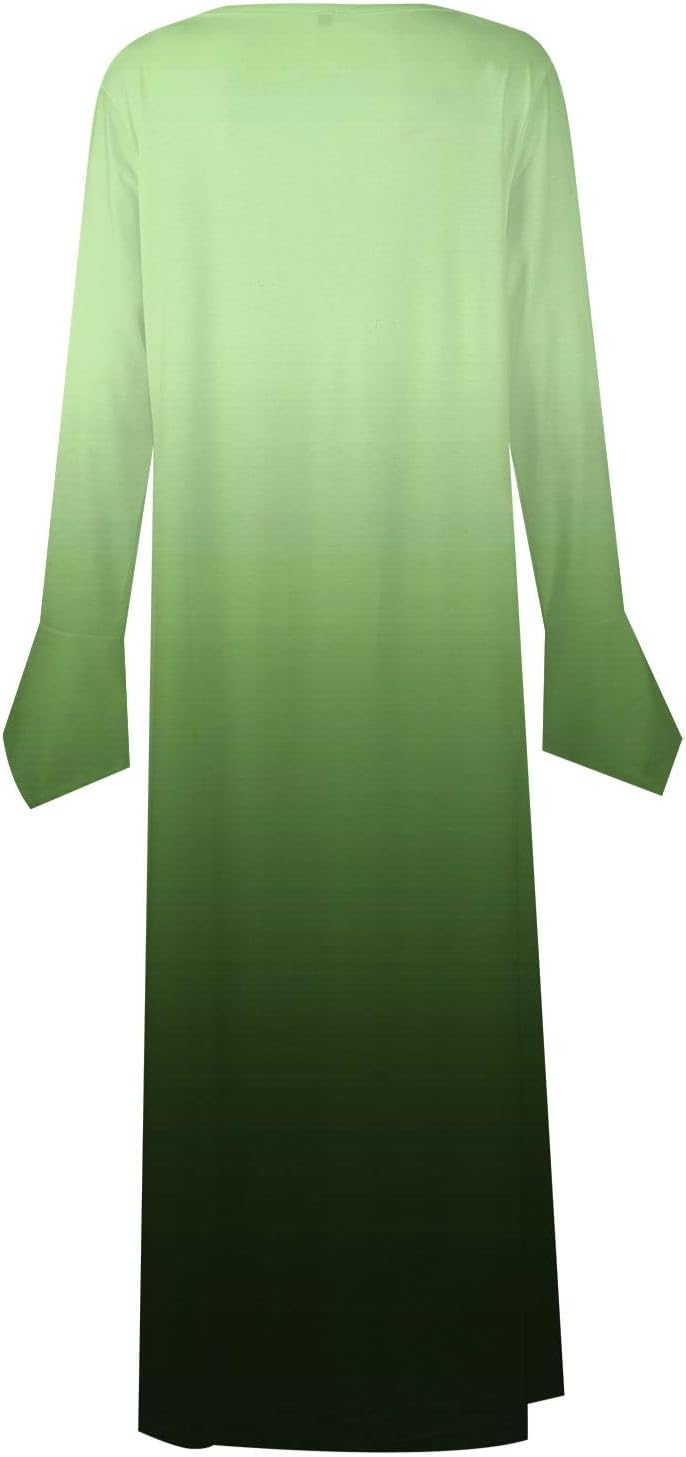 DOPOCQ Fall Women Dresses 2023 Long Sleeve V Neck Plus Size Maxi Dress Boho Dress High Waisted A-Line Dress with Pocket