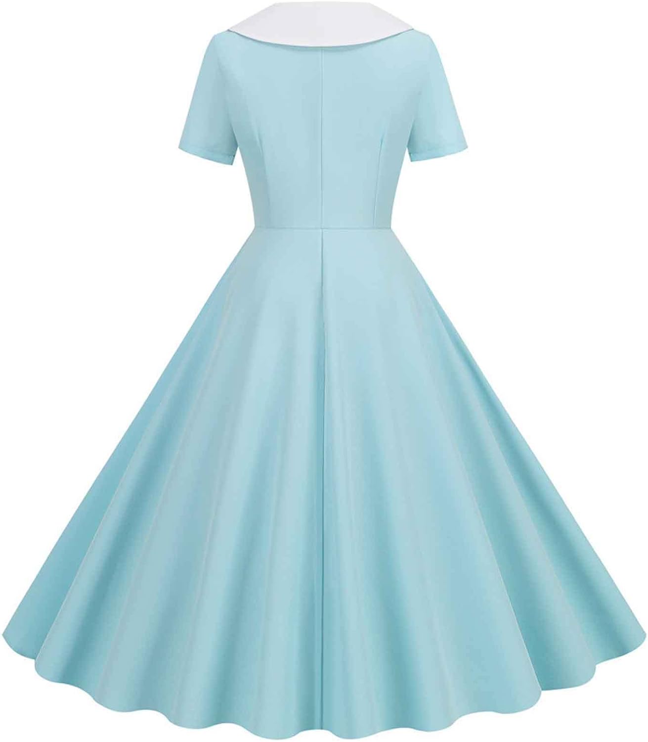 Women Double Breasted Notch Lapel 50s Vintage Short Sleeve Cocktail Swing Dress Polka Dot 1950s Rockabilly Prom Dress