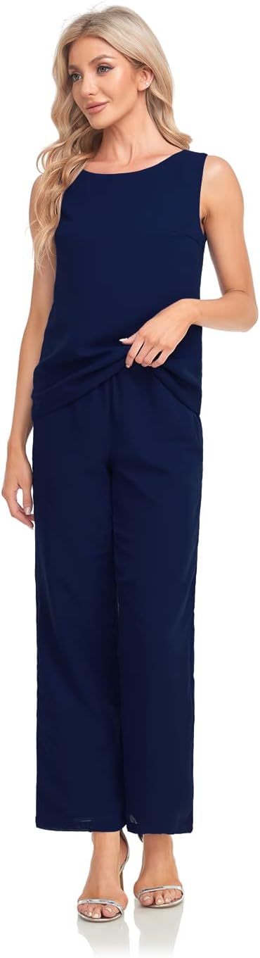 Women's 3 Pieces Chiffon Mother of The Bride Dress with Jacket Chiffon Formal Evening Dresses
