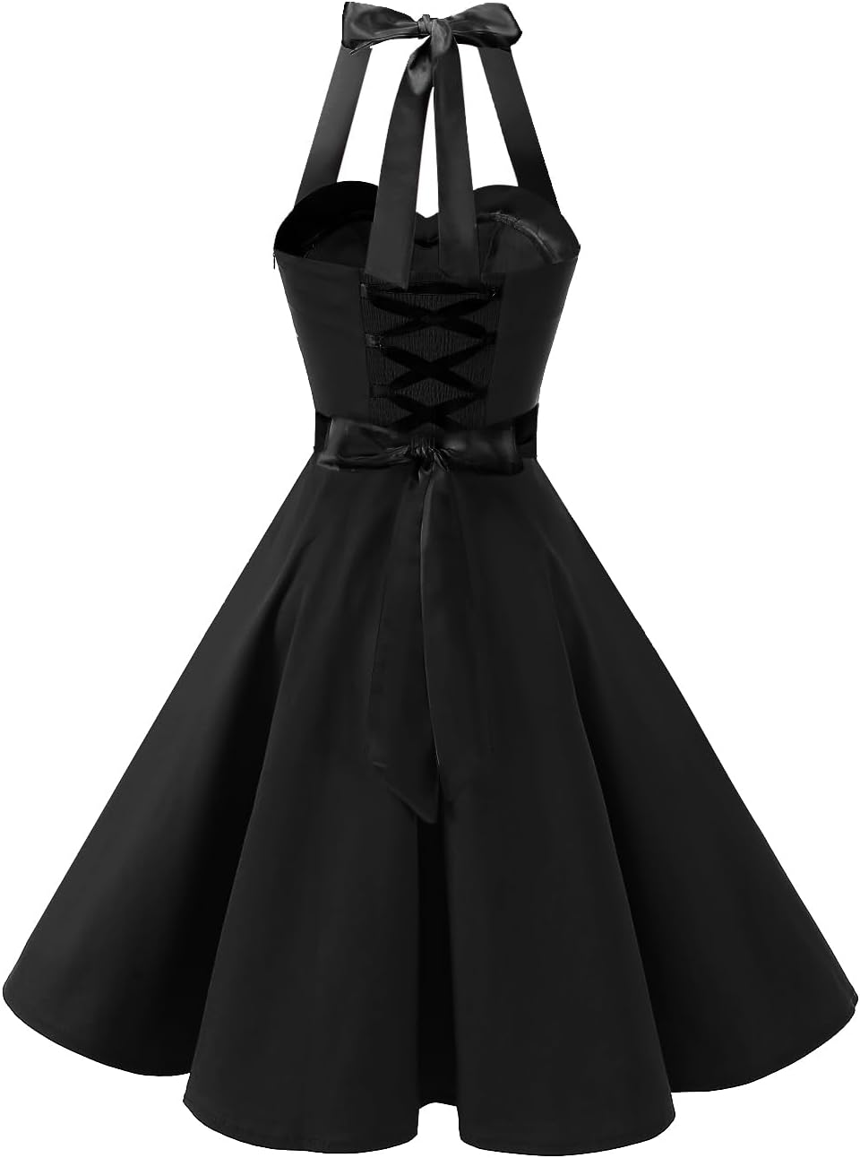 DRESSTELLS Women's Vintage 1950s Cocktail Party Dress Retro Wedding Guest Halter Rockabilly Swing Dresses