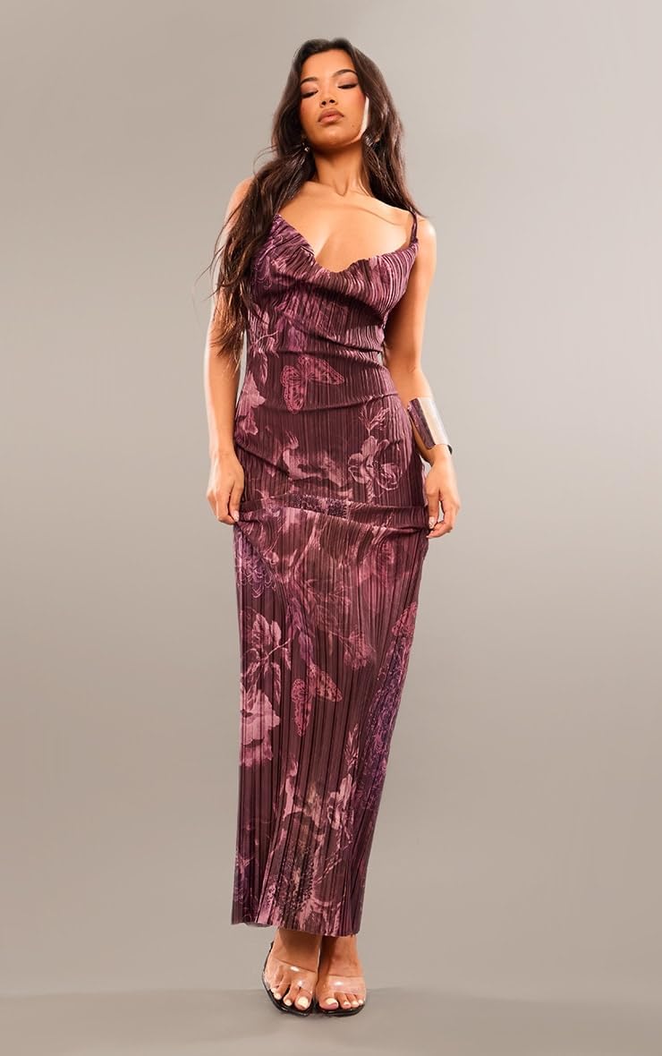 Cowl Neck Dress Sexy Strap Shoulder Pleated Maxi Dresses Summer Wedding Guest Dresses for Women