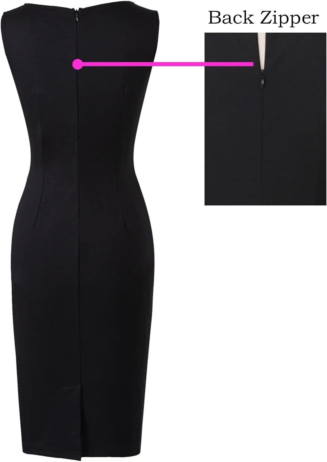 VFSHOW Womens Elegant Slim Front Zipper up Work Business Office Party Sheath Dress