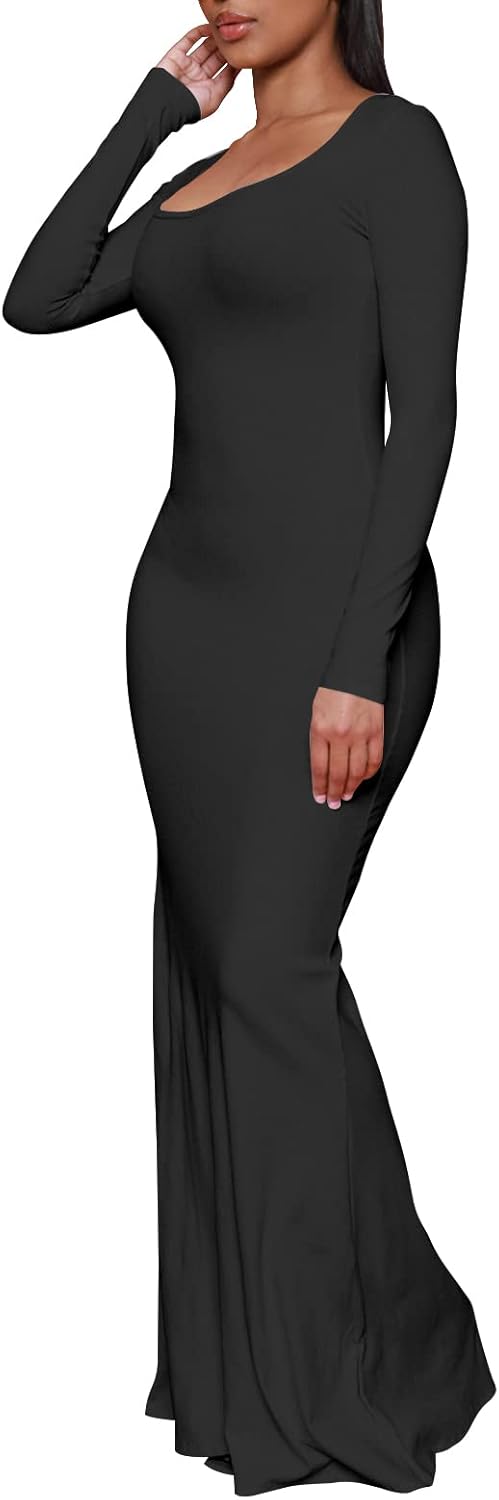 Hafailia Women's Casual Soft Lounge Long Slip Dress Sexy Sleeveless Bodycon Maxi Dresses Evening Formal Cocktail