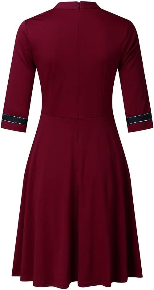 Lost Ink Dresses Women Fashion Solid O-Neck Half Sleeve Dress Stripe Splice Zipper Mini Dress