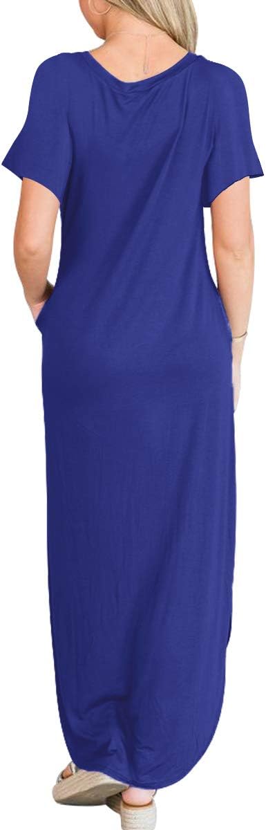 ANRABESS Women's Summer Casual Loose Short Sleeve Long T Shirt Dress Split Maxi Beach Sundress Travel Vacation Outfits