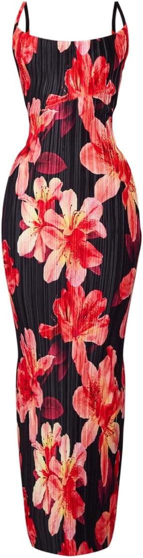 Cowl Neck Dress Sexy Strap Shoulder Pleated Maxi Dresses Summer Wedding Guest Dresses for Women