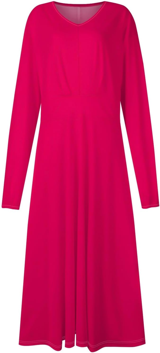 Women's Summer Elegant Cocktail Dress Solid Color Swing V-Neck Party Gown Dresses, S-2XL