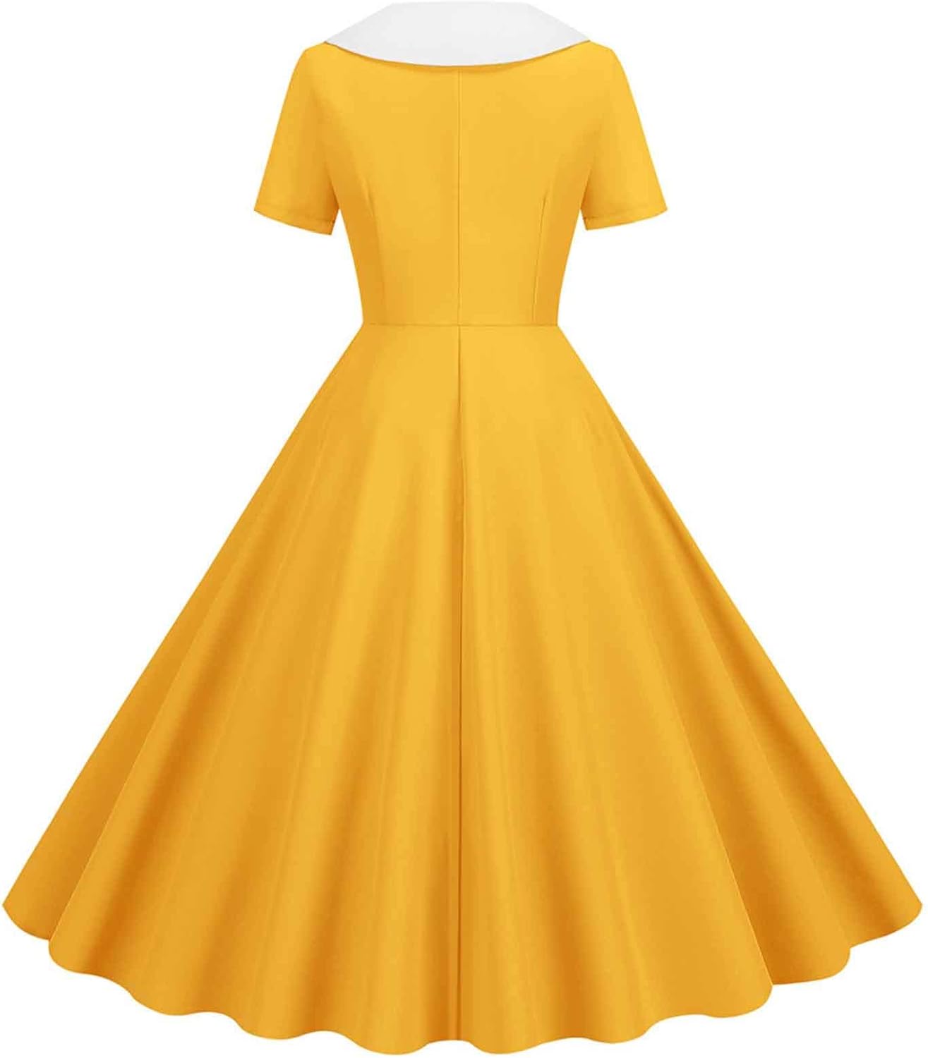 Women Double Breasted Notch Lapel 50s Vintage Short Sleeve Cocktail Swing Dress Polka Dot 1950s Rockabilly Prom Dress