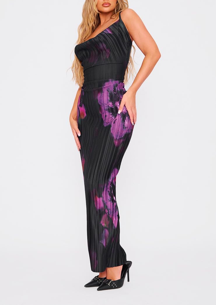 Cowl Neck Dress Sexy Strap Shoulder Pleated Maxi Dresses Summer Wedding Guest Dresses for Women