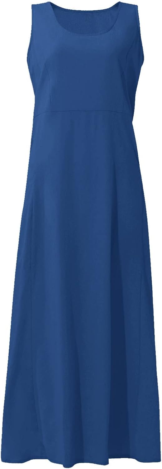 Women's Casual Sleeveless Dresses, Cotton Linen Pocket Dresses Summer Dresses for Women 2024 Sundresses Beach Dress