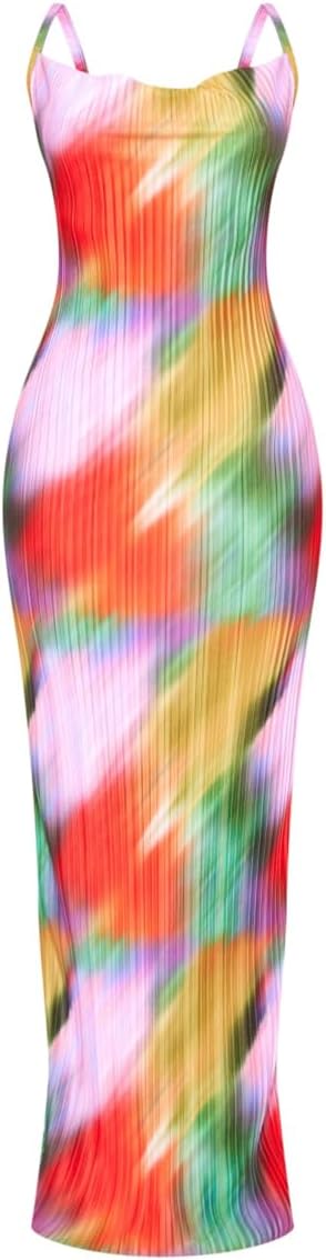 Cowl Neck Dress Sexy Strap Shoulder Pleated Maxi Dresses Summer Wedding Guest Dresses for Women