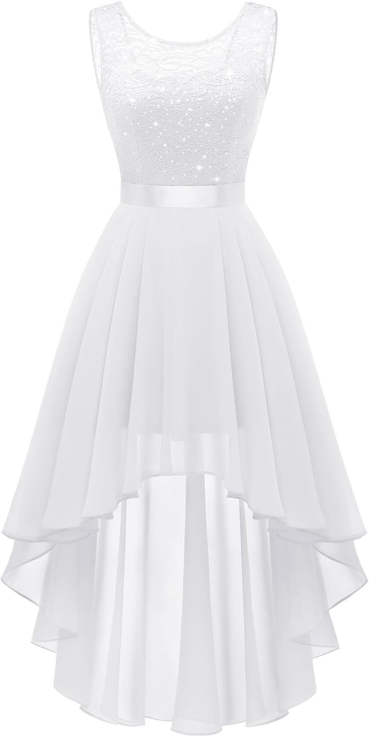 BeryLove Cocktail Prom Dresses 2025 Formal Wedding Guest Dresses Sleeveless Lace High Low Homecoming Dress