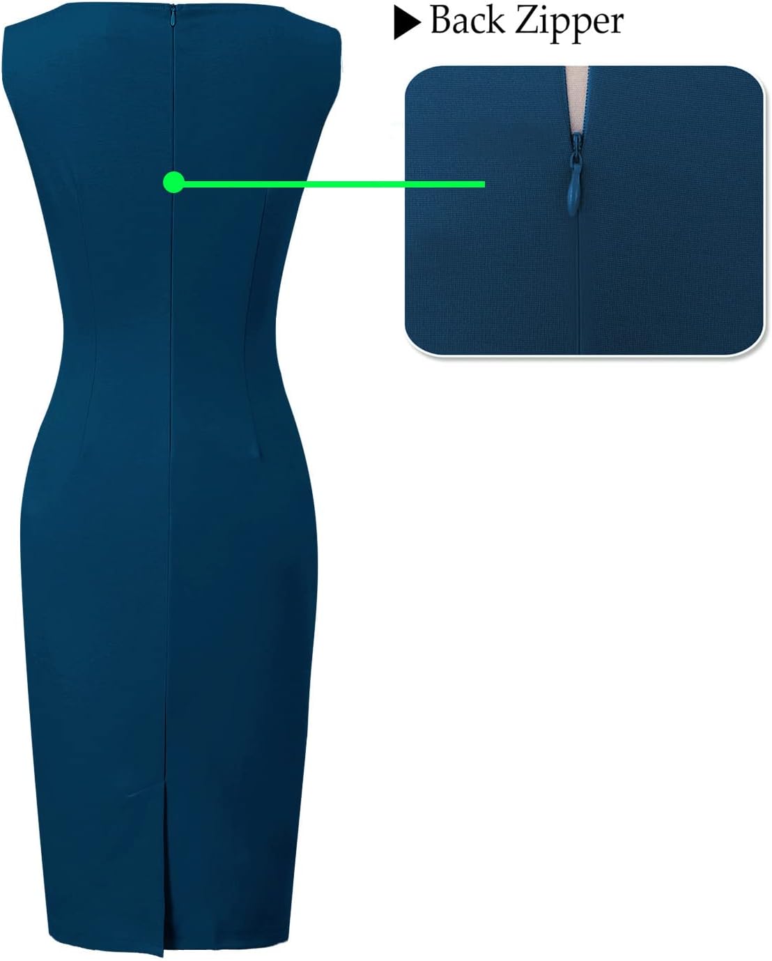 VFSHOW Womens Elegant Slim Front Zipper up Work Business Office Party Sheath Dress