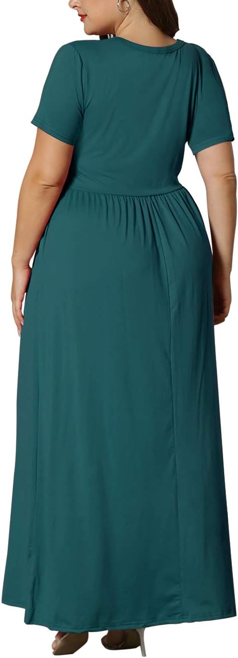 KARALIN Women’s Plus Size Maxi Dresses for Curvy Women Summer Casual Short Sleeve 2025 Long Dress 14W-26W