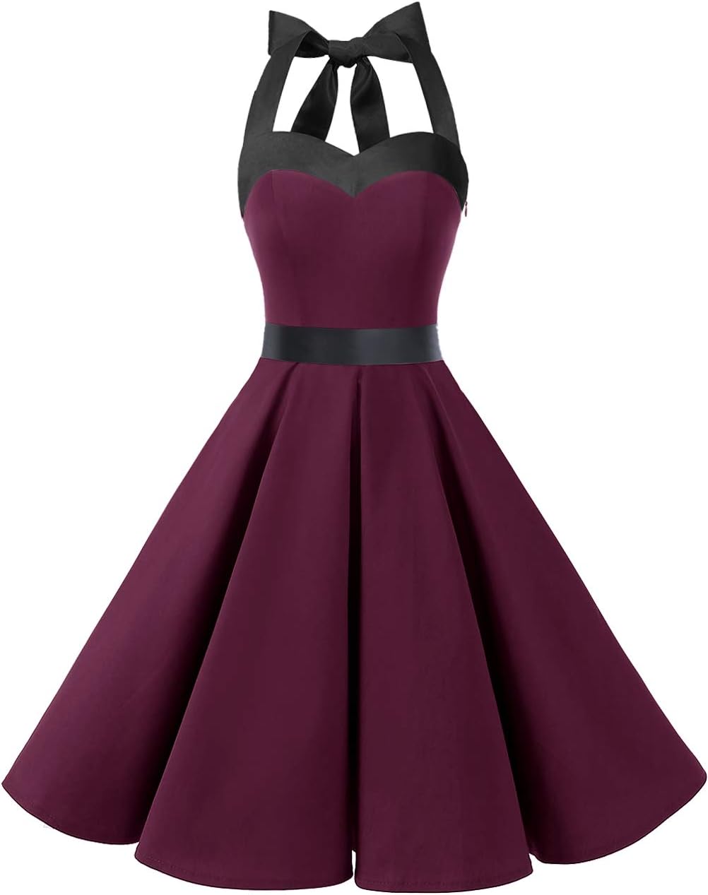 DRESSTELLS Women's Vintage 1950s Cocktail Party Dress Retro Wedding Guest Halter Rockabilly Swing Dresses
