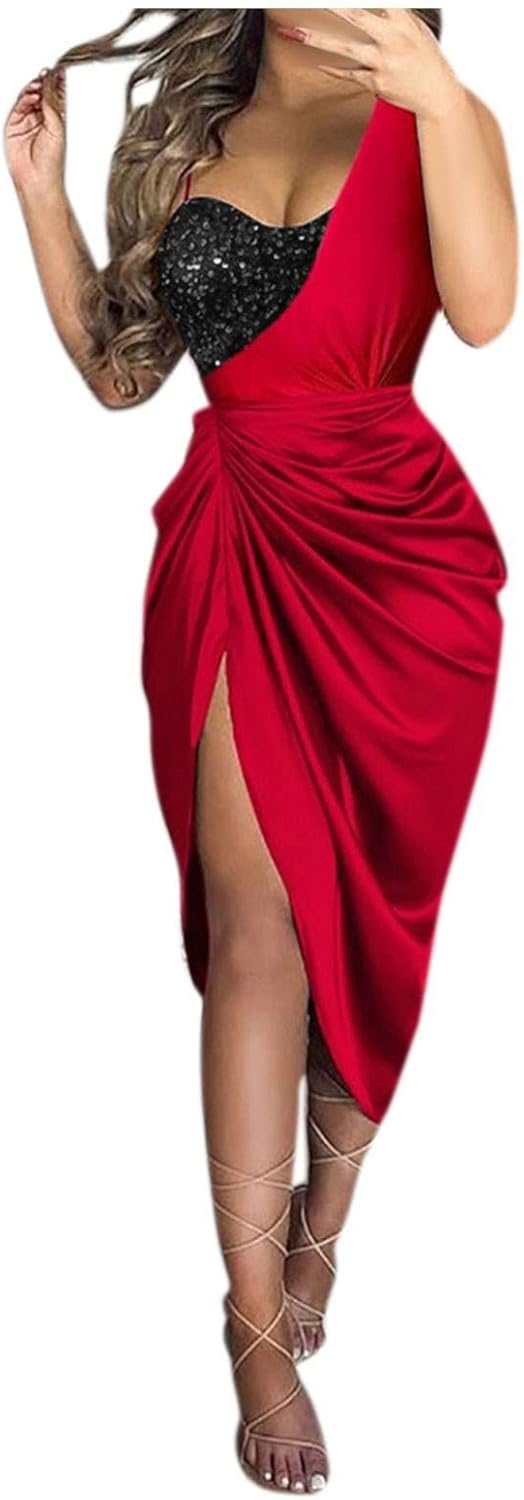 OIOLOYJM Prom Dresses 2025 Wedding Guest Dresses for Women Sexy Cocktail Formal Party One Shoulder Dresses for Women 2025