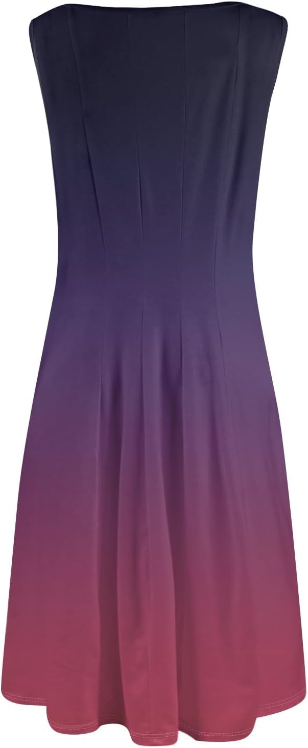 Womens Tank Sundress 2025 Casual Floral Print Tshirt Dress Swing Sleeveless Midi Dress Crewneck Pleated Summer Dresses