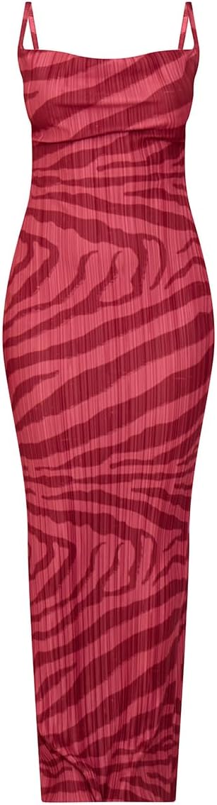 Cowl Neck Dress Sexy Strap Shoulder Pleated Maxi Dresses Summer Wedding Guest Dresses for Women