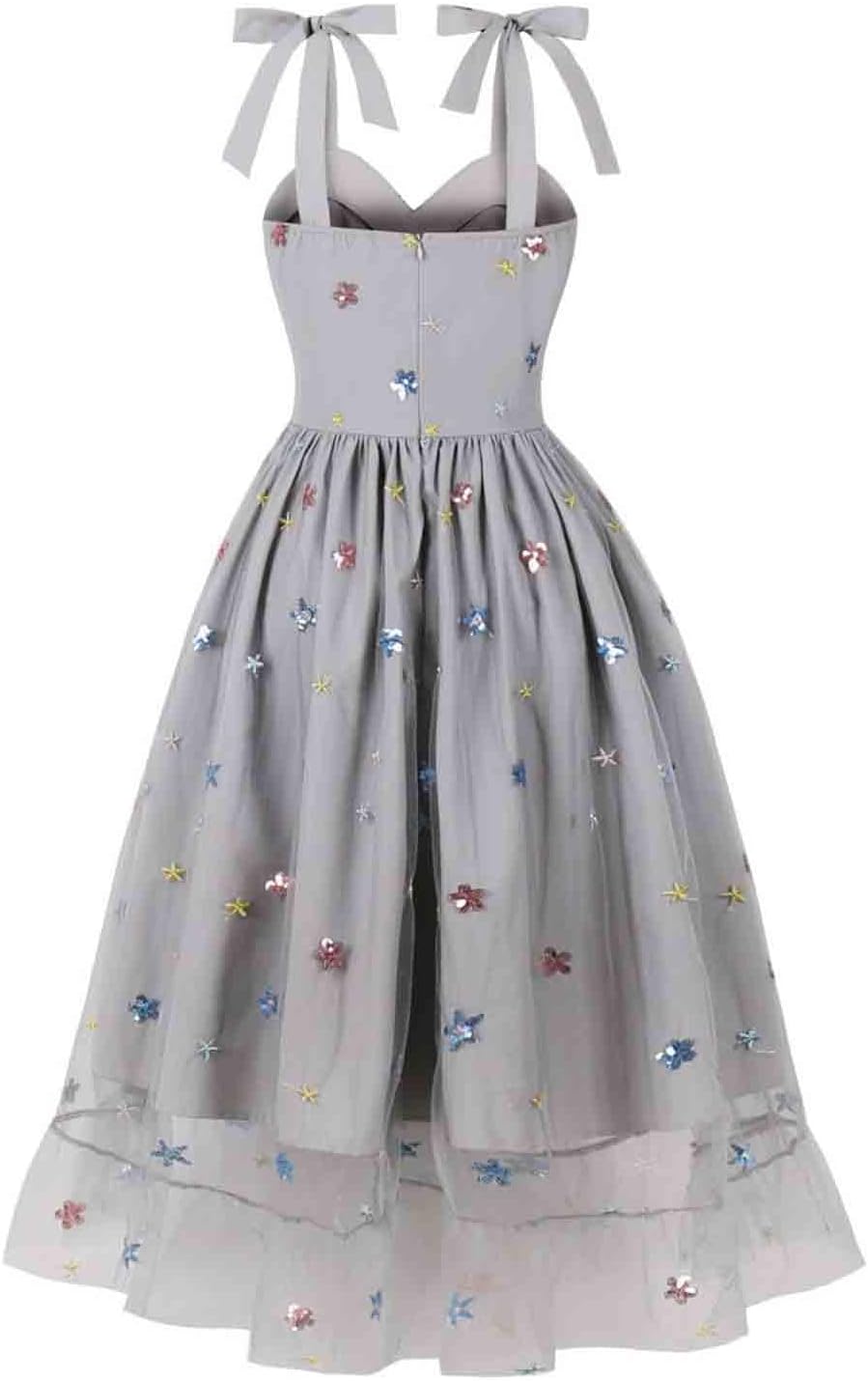 HGps8w Vintage Cocktail Dress for Women, Elegant Butterfly Embroidered Lace V Neck Sleeveless A-Line Party Swing Dresses