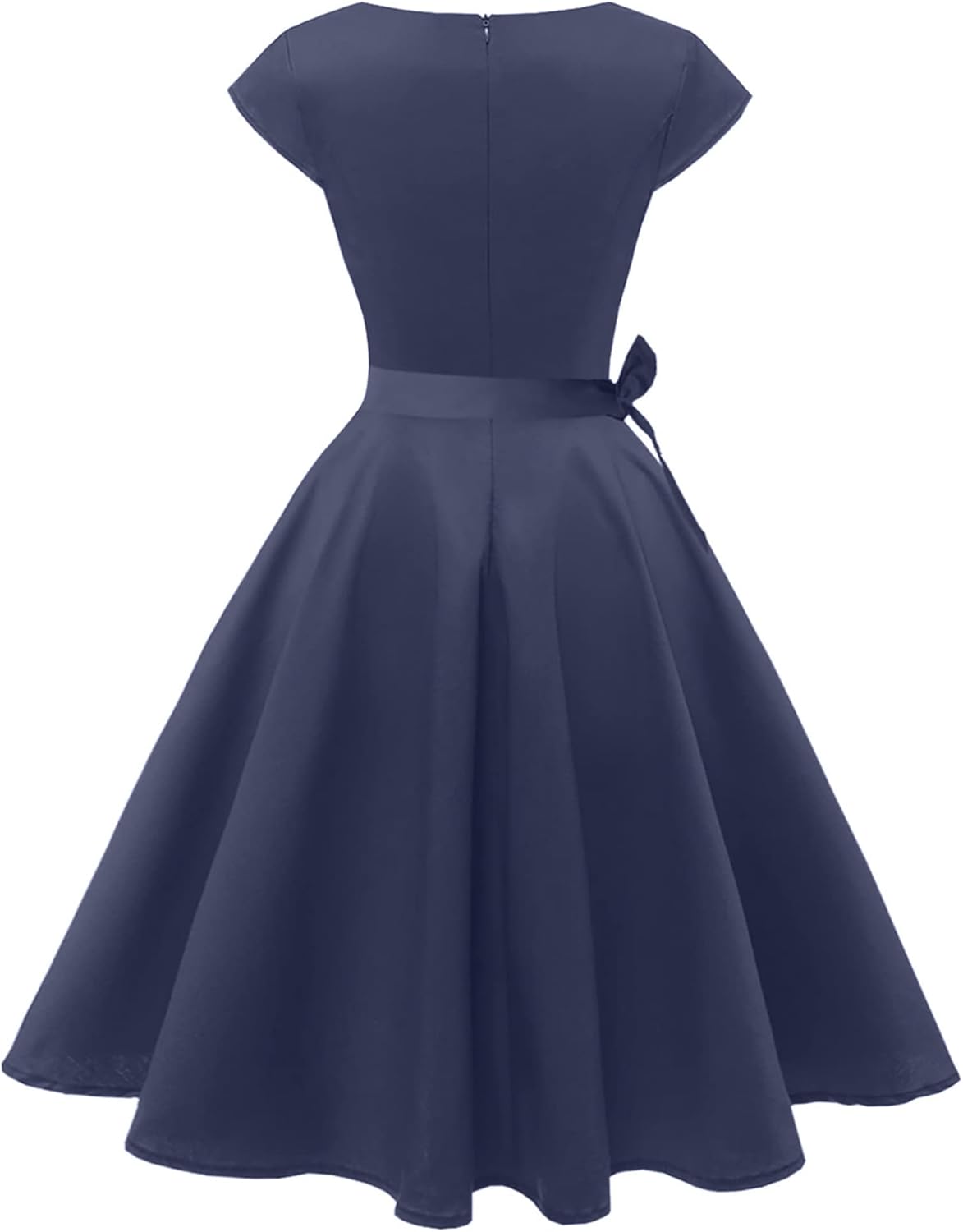 PUKAVT Women's 1950 Boatneck Cap Sleeve Vintage Swing Cocktail Party Dress with Pockets