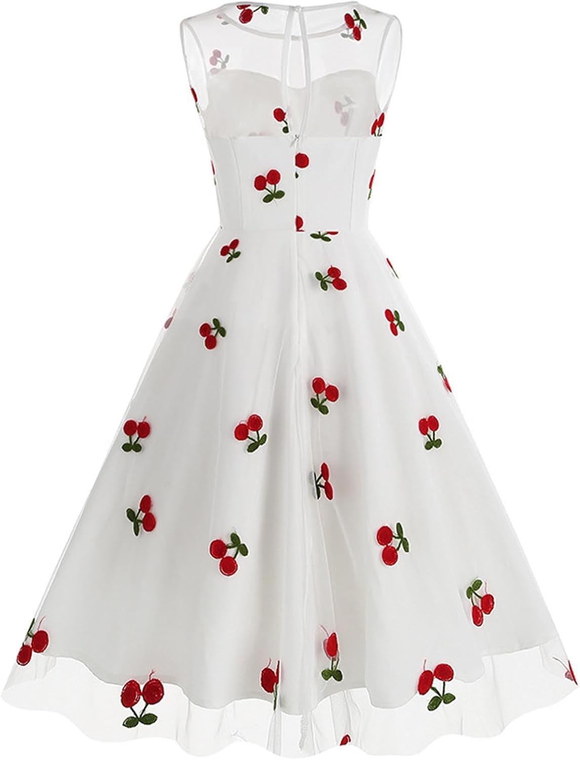 HGps8w Vintage Cocktail Dress for Women, Elegant Butterfly Embroidered Lace V Neck Sleeveless A-Line Party Swing Dresses
