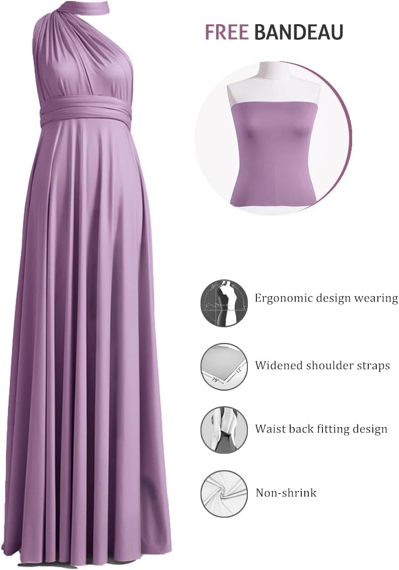 72styles Infinity Dress with Bandeau, Convertible Bridesmaid Dress, Long, Plus Size, Multi-Way Dress, Twist Wrap Dress