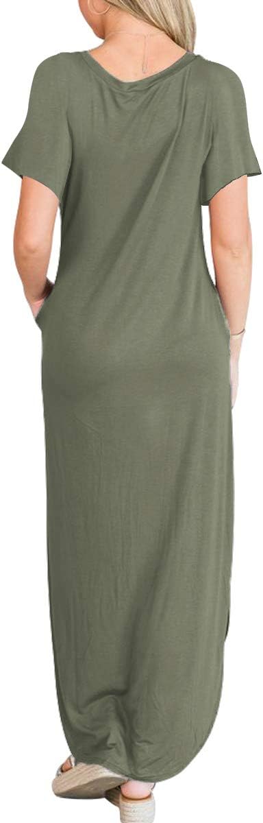 ANRABESS Women's Summer Casual Loose Short Sleeve Long T Shirt Dress Split Maxi Beach Sundress Travel Vacation Outfits