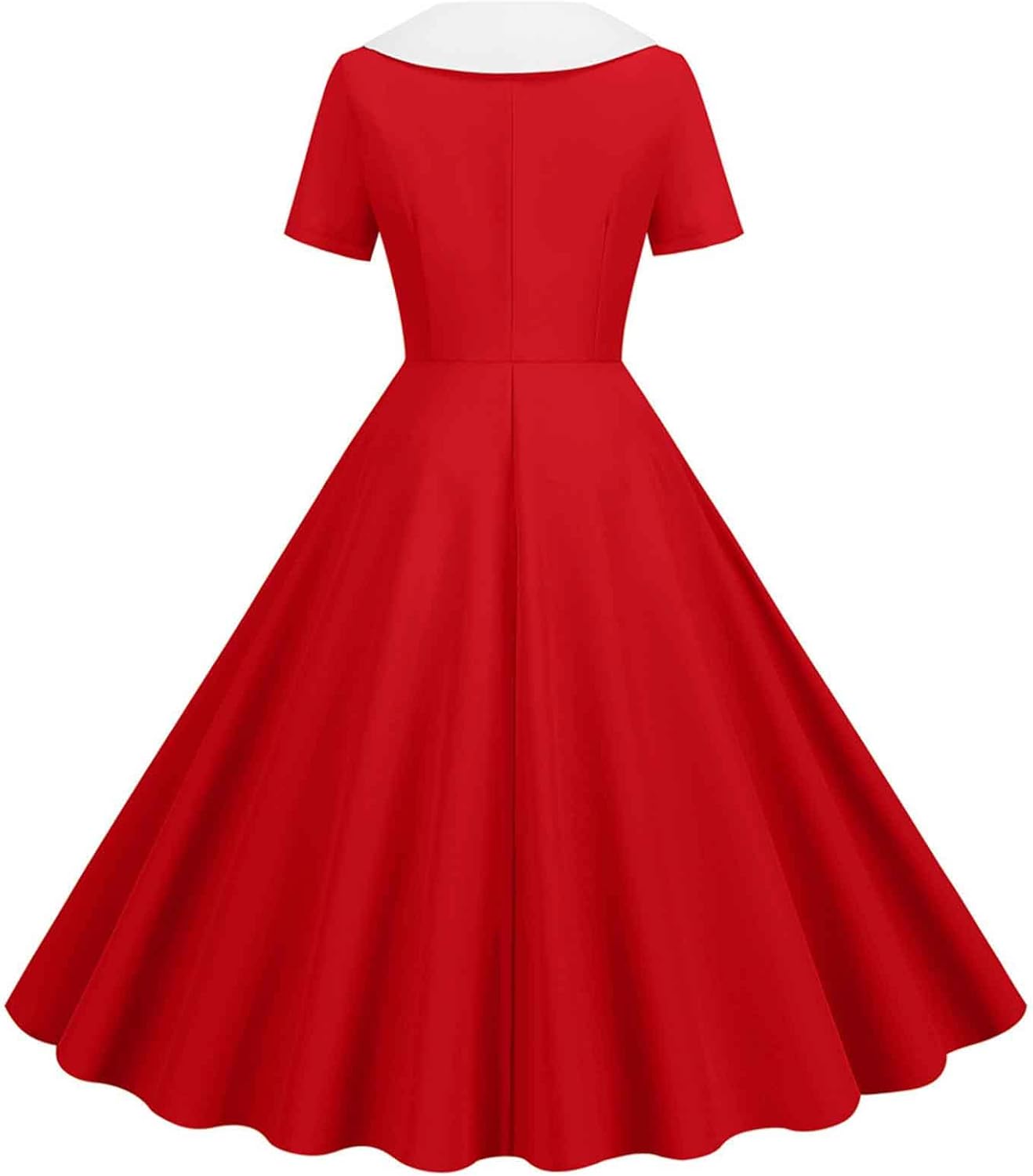 Women Double Breasted Notch Lapel 50s Vintage Short Sleeve Cocktail Swing Dress Polka Dot 1950s Rockabilly Prom Dress