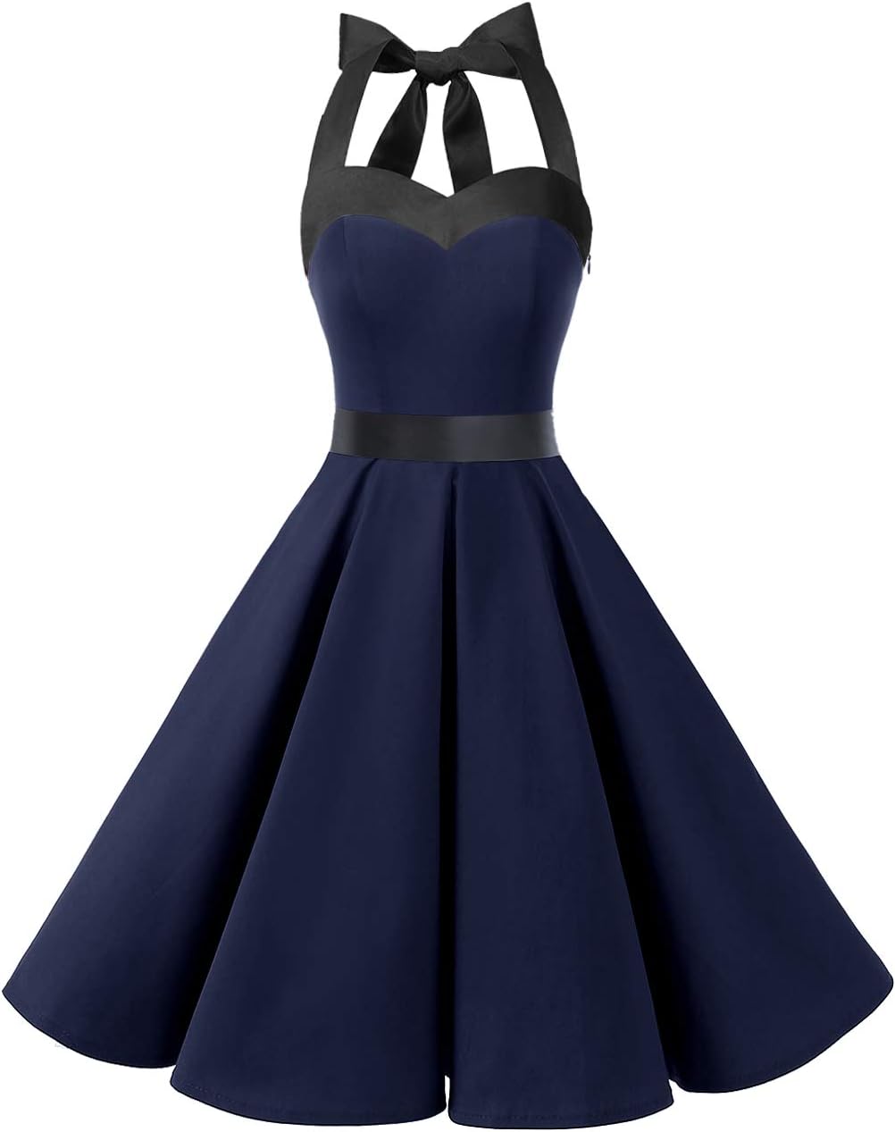 DRESSTELLS Women's Vintage 1950s Cocktail Party Dress Retro Wedding Guest Halter Rockabilly Swing Dresses