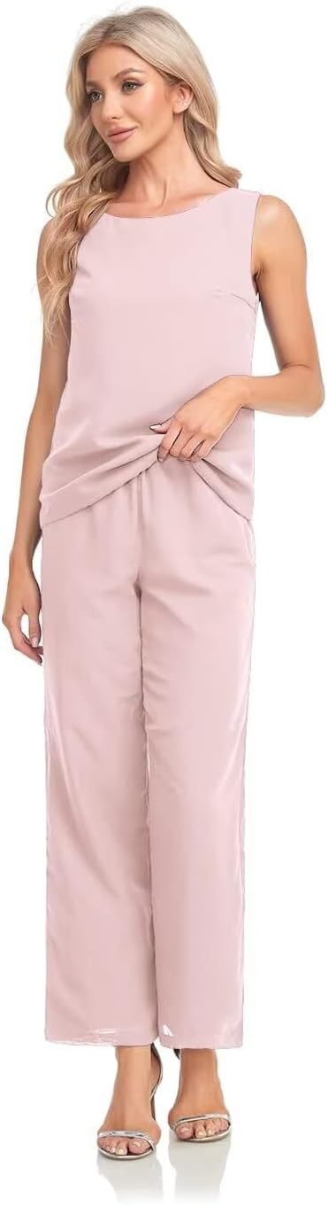 Women's 3 Pieces Chiffon Mother of The Bride Dress with Jacket Chiffon Formal Evening Dresses