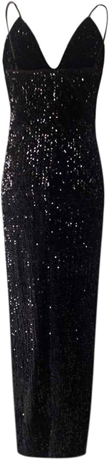 Spaghetti Straps Sequin Prom Dresses Long Mermaid Glitter Backless Evening Party Gowns Slit Wedding Guests Dresses