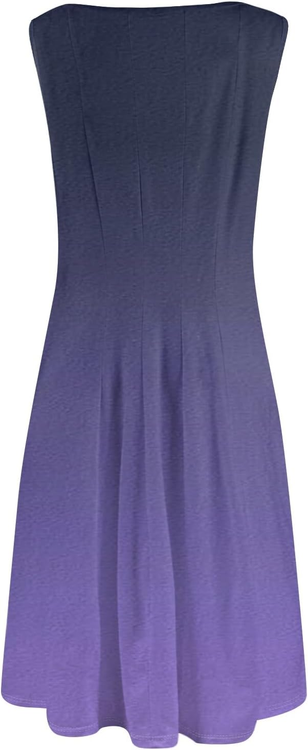 Womens Tank Sundress 2025 Casual Floral Print Tshirt Dress Swing Sleeveless Midi Dress Crewneck Pleated Summer Dresses