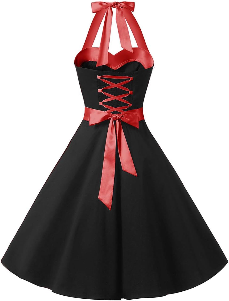 DRESSTELLS Women's Vintage 1950s Cocktail Party Dress Retro Wedding Guest Halter Rockabilly Swing Dresses