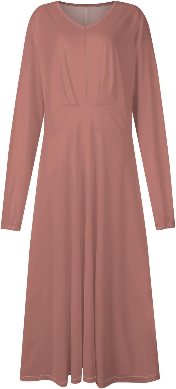 Women's Summer Elegant Cocktail Dress Solid Color Swing V-Neck Party Gown Dresses, S-2XL