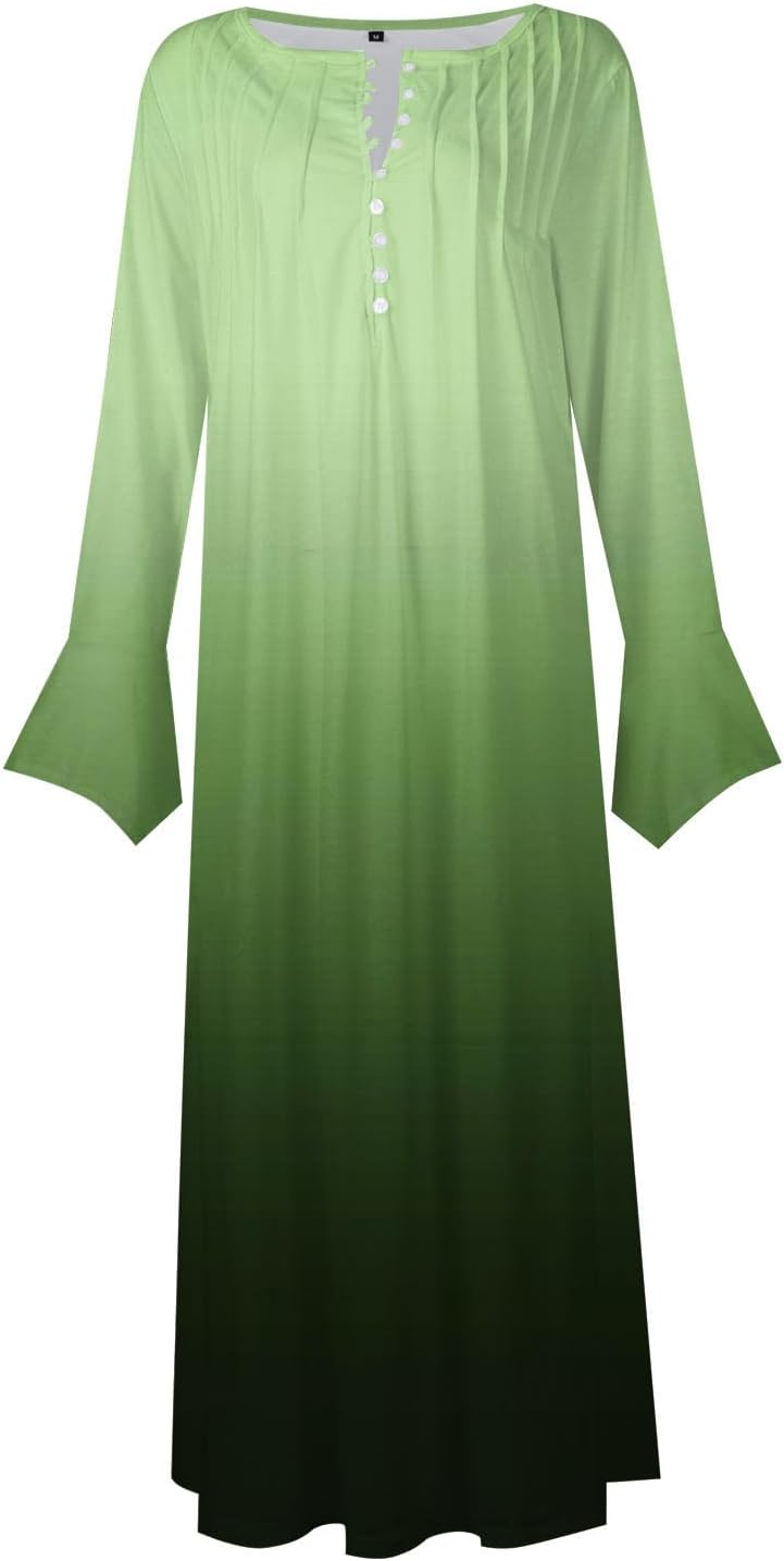 DOPOCQ Fall Women Dresses 2023 Long Sleeve V Neck Plus Size Maxi Dress Boho Dress High Waisted A-Line Dress with Pocket